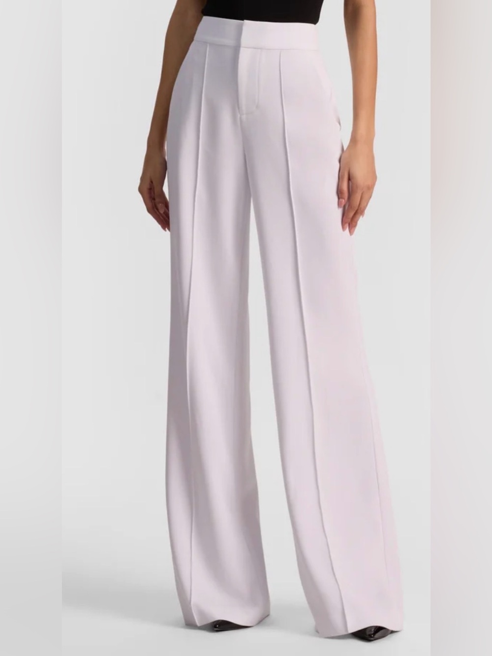 Alice + Olivia Dylan High-Waisted Linen Wide Leg Pants – White/Ivory – Size 10